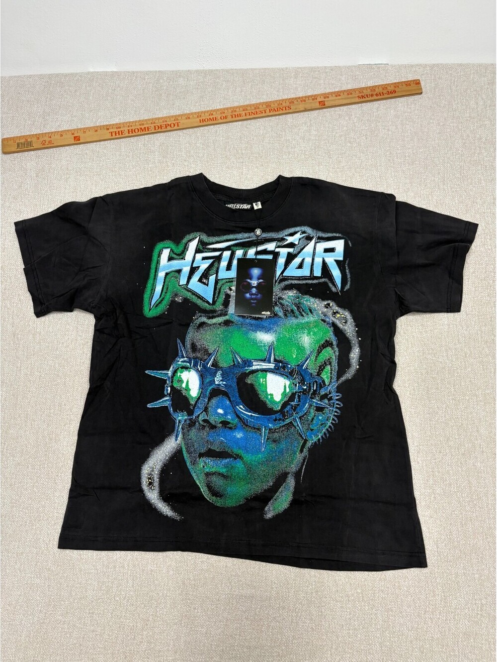 hellstar Men's Black Future Is Hellstar Graphic Print Distressed T-Shirt Size L